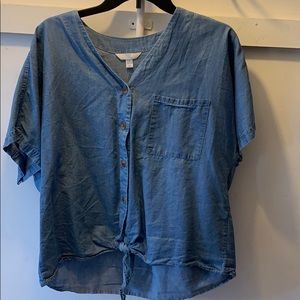 lightweight denim short sleeve shirt